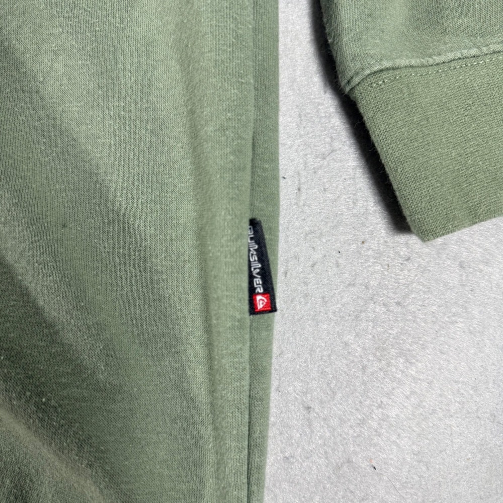 Quiksilver Mens XXL Olive‎ Green Fleece Crewneck Logo Sweatshirt Pullover - Picture 3 of 8